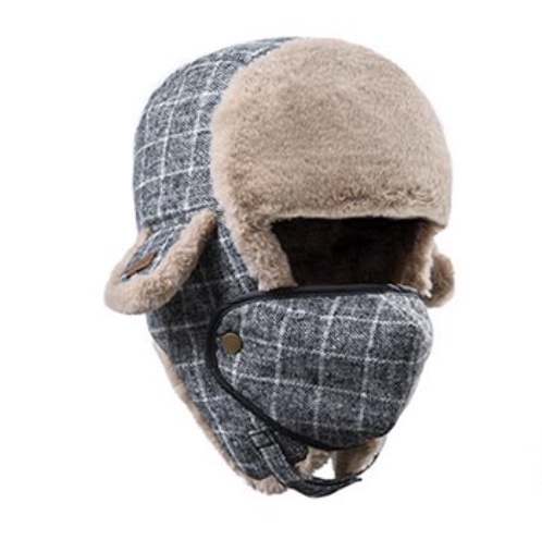 HT06 WOOL GRID LEI FENG HAT
